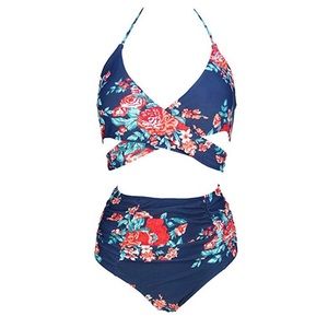 NEW Cocoship High Waist Ruched Bikini Sz 14